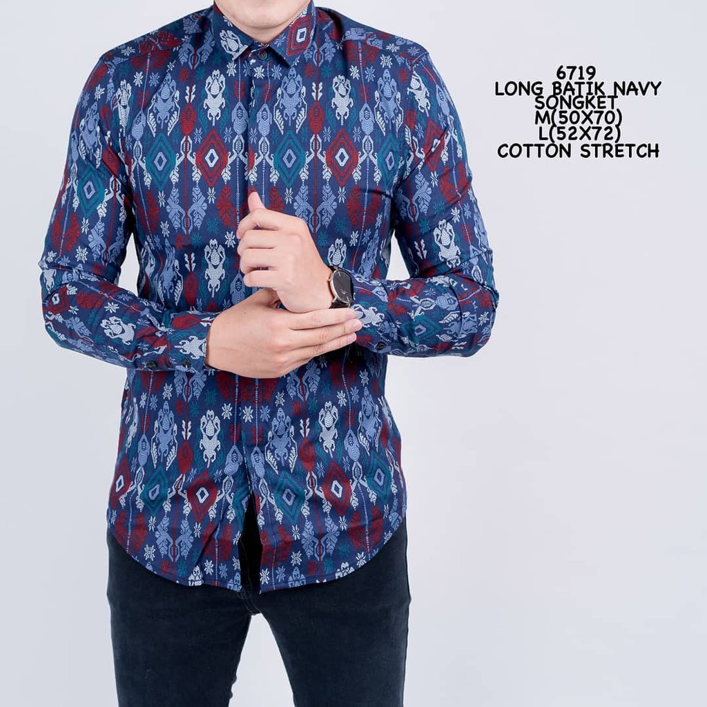 DGM Fashion   New Arrival Distro Batik Pria Bordir Sogan Batikaf Notoarto Batik Ipnu-Ippnu Hem Pria-BLUE 5930