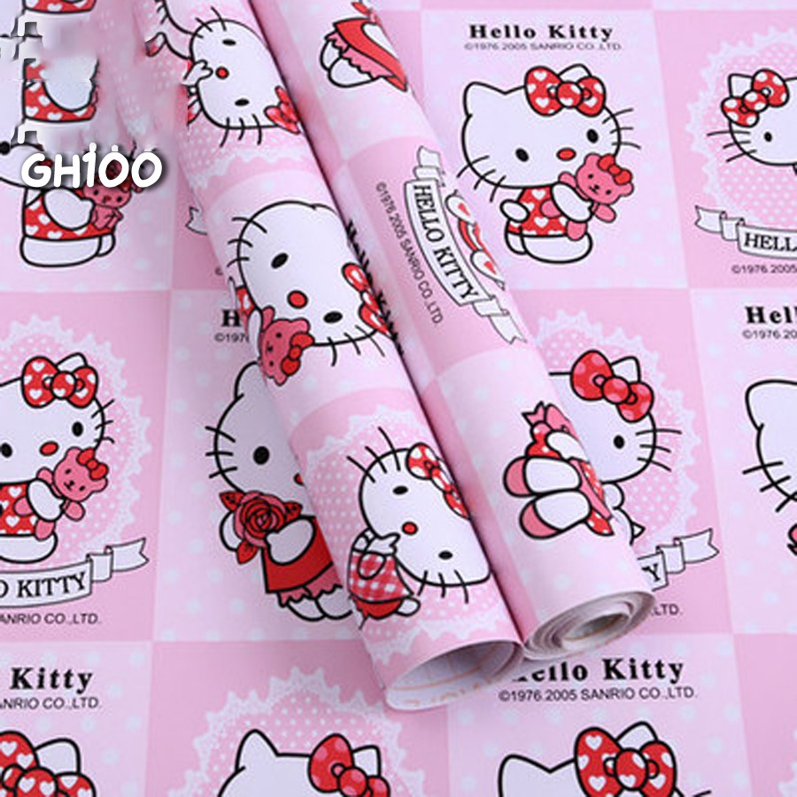 Wallpaper Dinding Ukuran 45cm x 10m Wallpaper Dinding Motif Doraemon & Hellokitty Wallpaper Stiker 3D Wallpaper Aesthetic-3