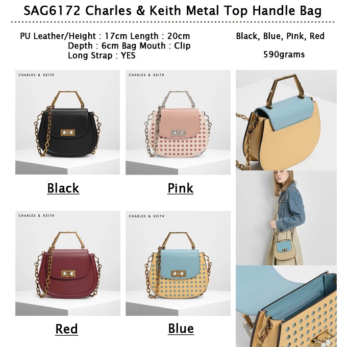 SAG6172. SALE CK Metal Top Handle Bag. Bahan PU Leather
