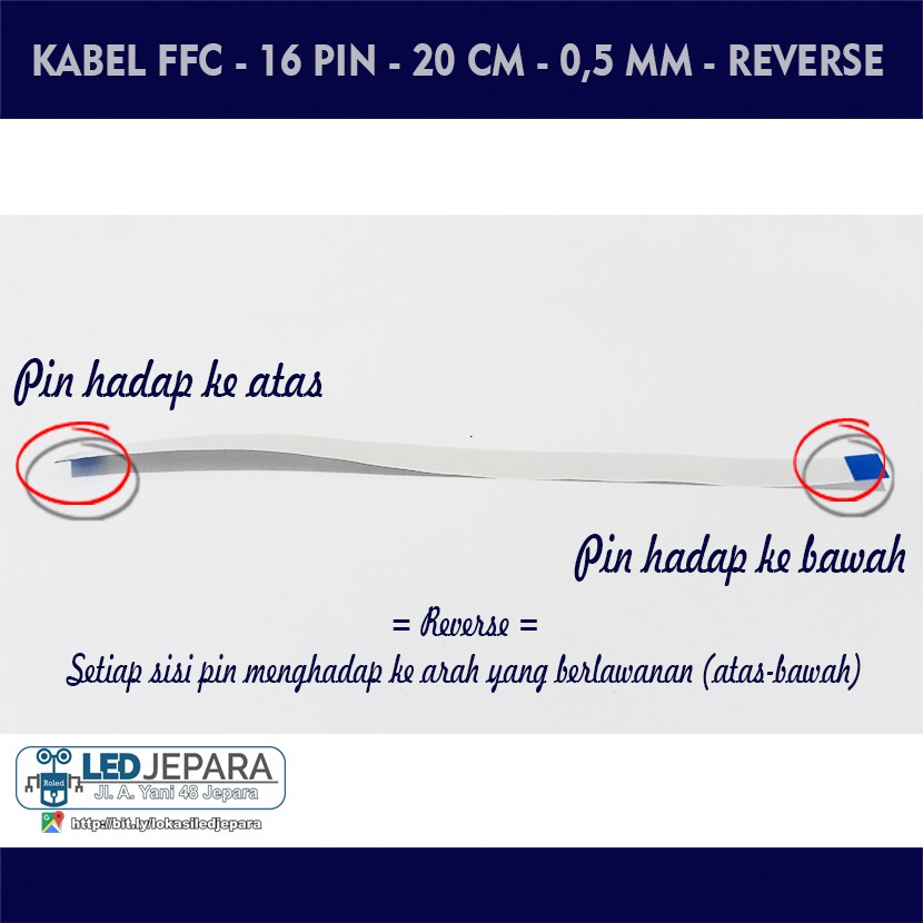 FFC 16 pin Lebar 8,5 mm Panjang 20 cm Reverse Terbalik