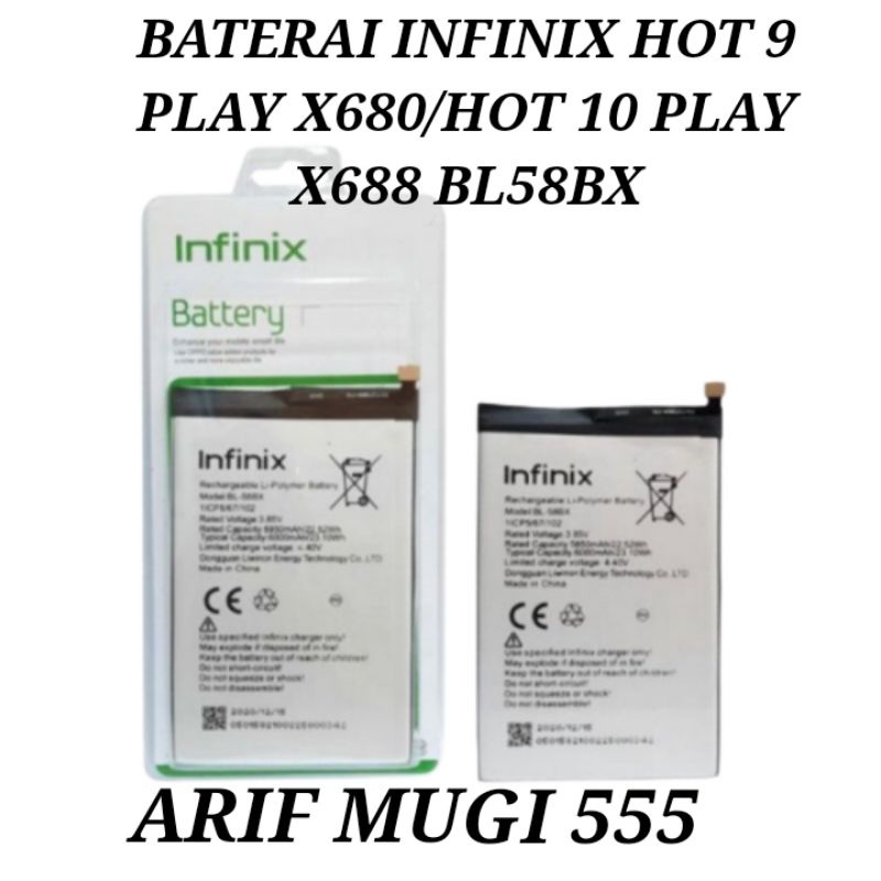 BATERAI BATTERY BATRE BATRAI INFINIX HOT 9 PLAY/HOT 10 PLAY X688 BL58BX ORIGINAL