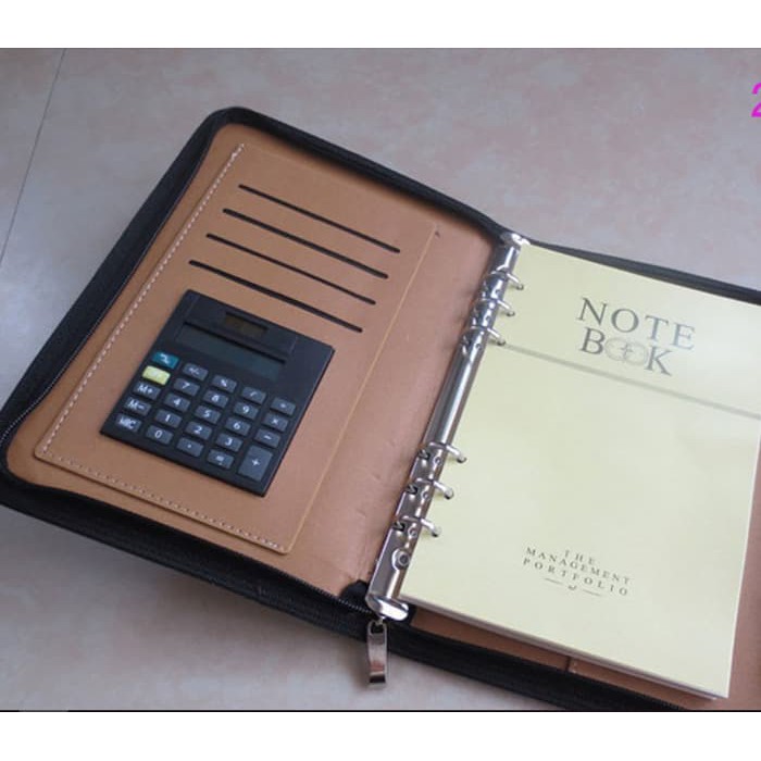 

Binder Polos - Binder Plastik - Binder Loose Leaf Buku Binder Kulit + Kalkulator + Slot Card - Hitam