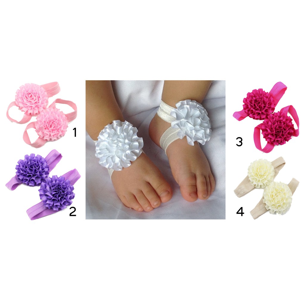 [JOYLEEN BEBE] Flower Foot Strap Hiasan kaki bayi Strap untuk kaki bayi pita kaki bayi import