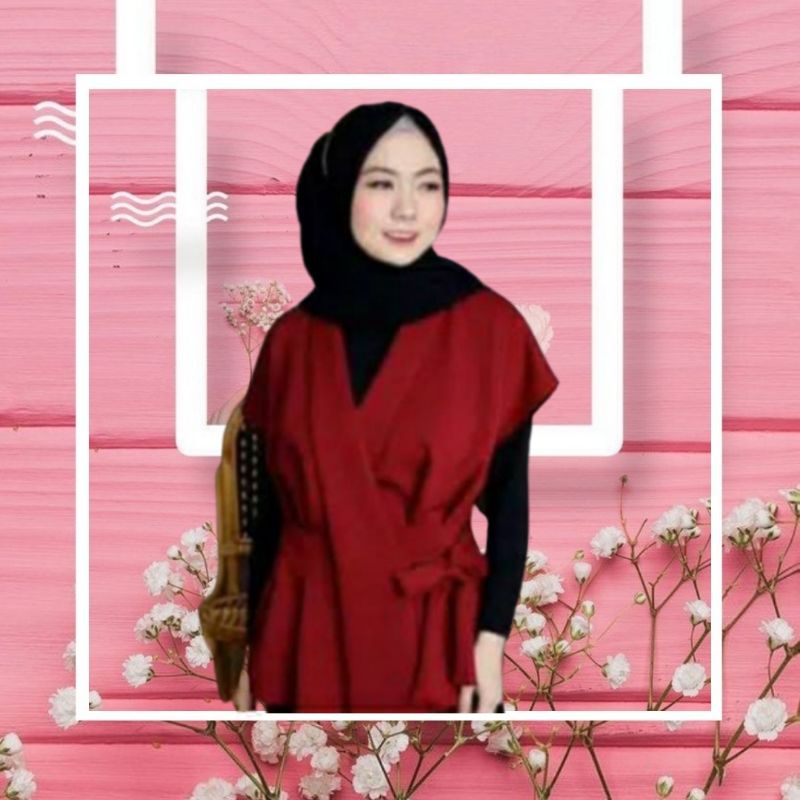 Atasan Blouse Wanita Dewasa Fit XL Bahan Moscrepe Terbaru 2023 Kekinian Murah Atasan Baju Outer Kia