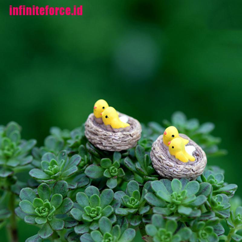 Mini nest with birds fairy garden miniatures gnomes moss terrariums resin crafts figurines for home decoration accessories