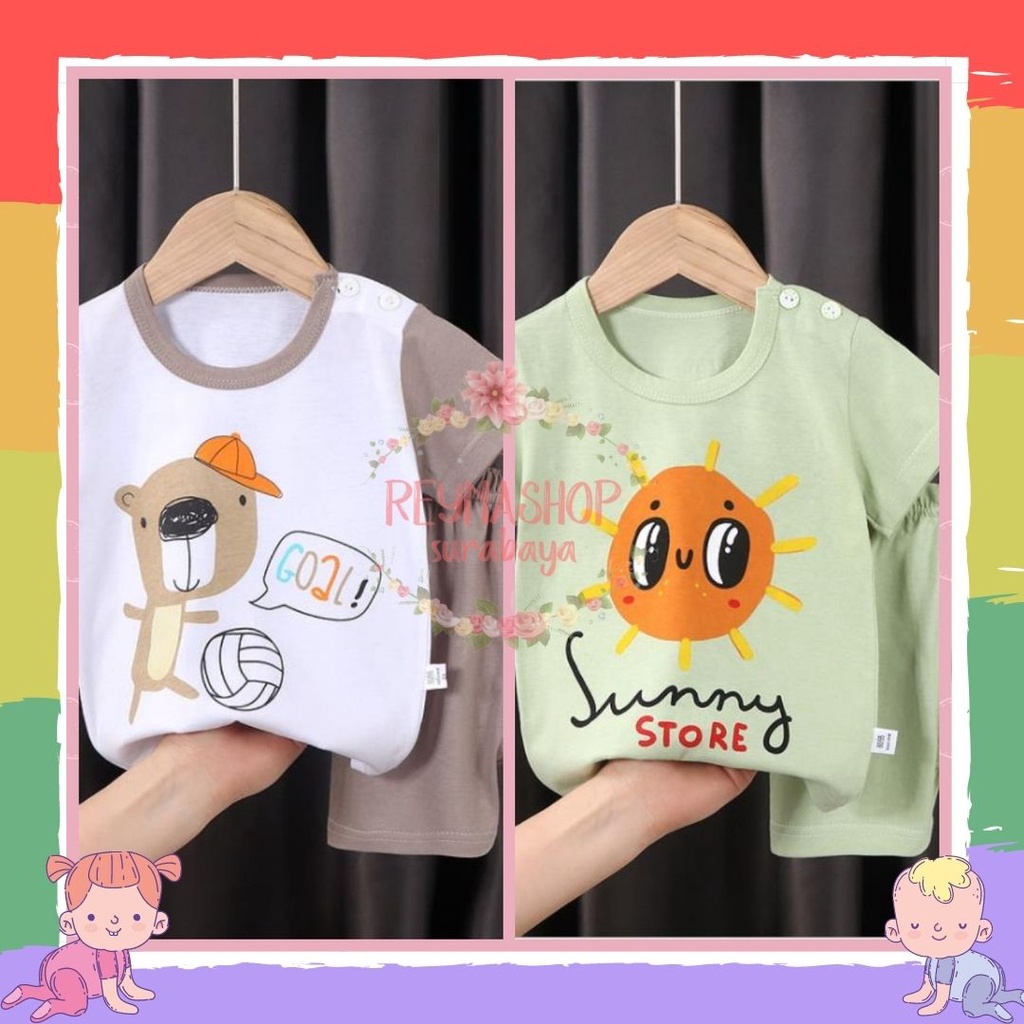 (NCX-NCY) Setelan Pendek Anak Fahsion Setelan Main Import HP Baju Santai Anak Motif Lucu