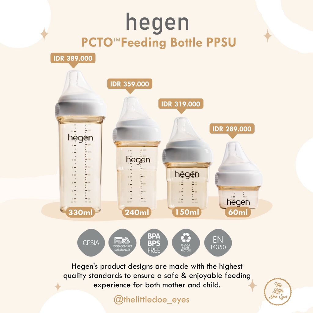 [READY] Hegen PCTO Feeding Bottle PPSU 60ml 150ml 240ml