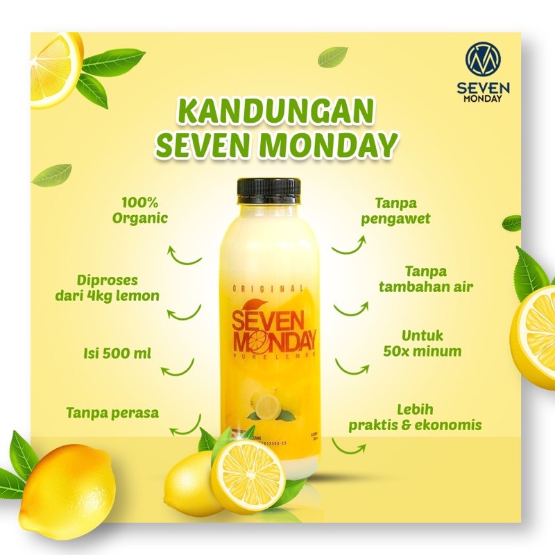 SEVEN MONDAY | PURE LEMON | SARI LEMON ASLI | LEMON DIET | SUMBER VITAMIN C