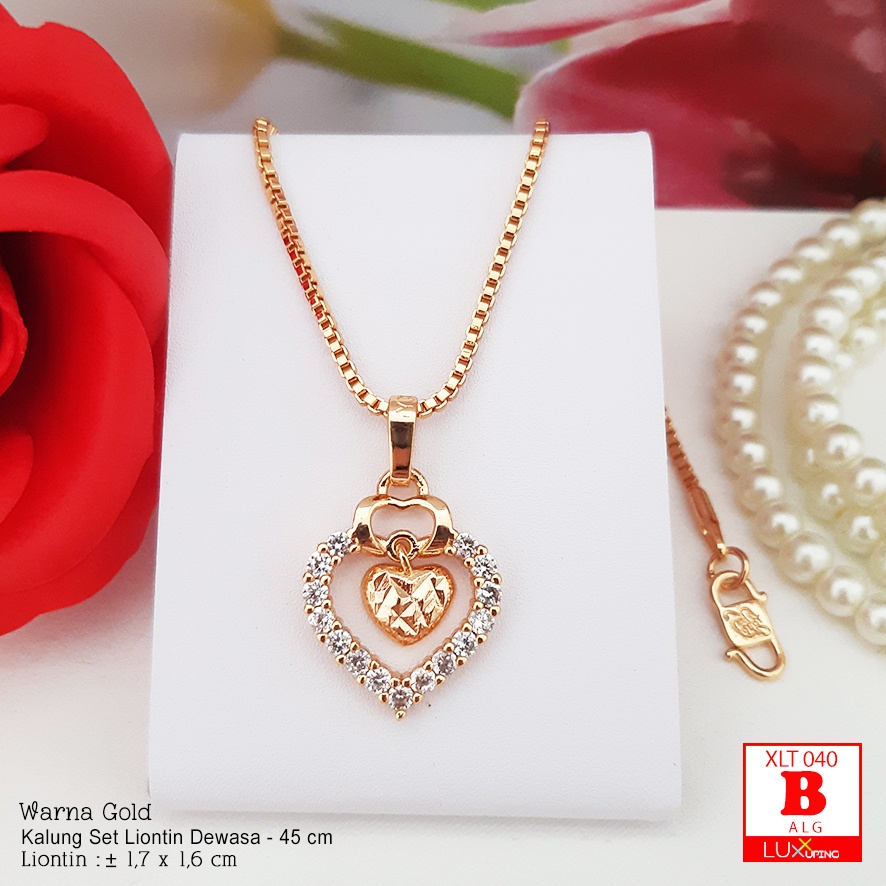 XLT 040 Kalung dan Liontin Set Mata Sirkon Perhiasan Lapis Emas 18K Kalung Xuping Merk Yaxiya Gold Luxx Xuping