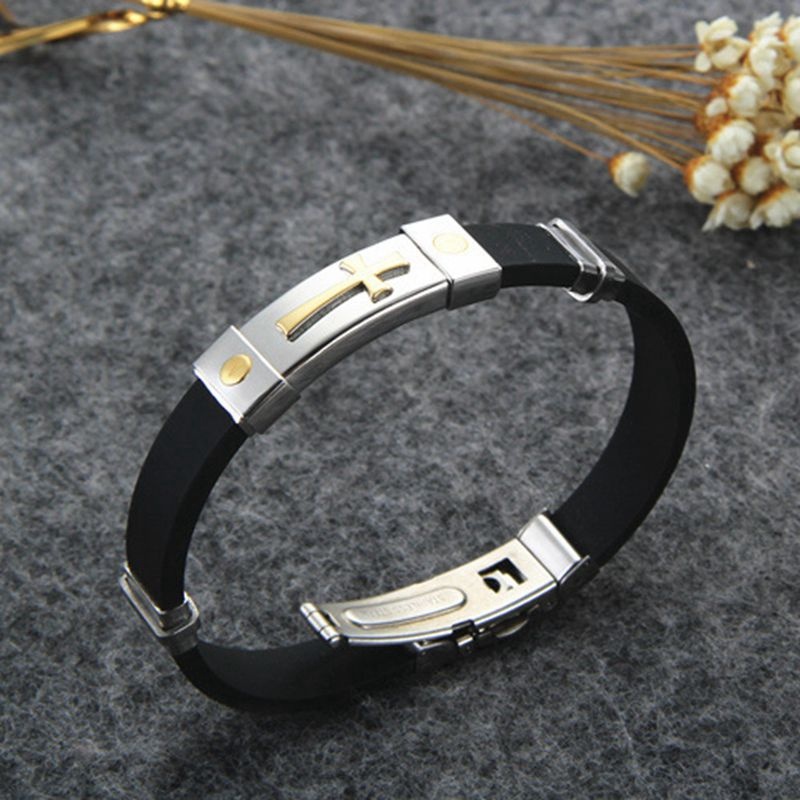 Gelang Bahan Titanium Steel Dan Silikon Untuk Pria