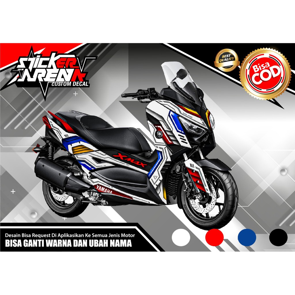 Sticker decal full body Yamaha XMAX Putih Variasi Biru