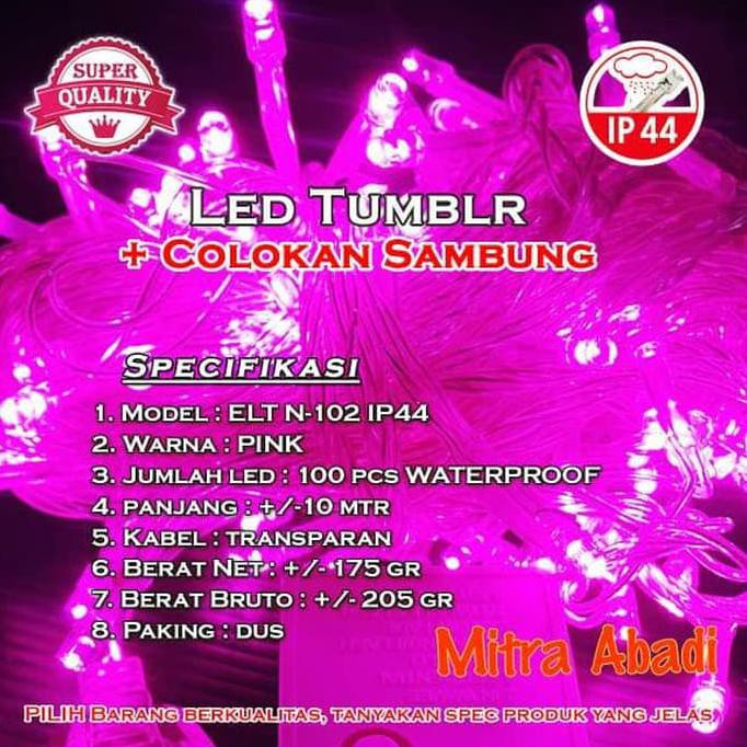 BE5T QUALITY Lampu Natal Hias LED Pink/ Merah Muda Lurus + Colokan Sambung Female