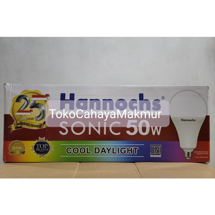 Lampu Bohlam LED Sonic 50w 50watt Hannochs Cahaya Putih 1 DUS 20Pcs