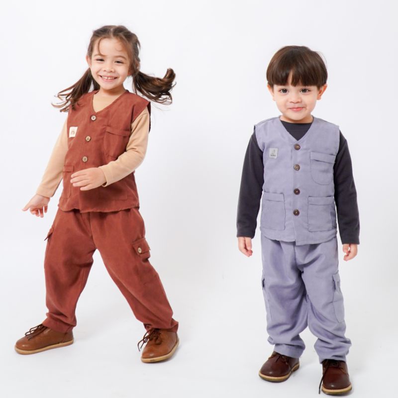 OUTDOOR SET - Promo 10.10 Setelan Anak Zookeeper Kostum Baju Bayi Vest Hiking Trekking Kids Cewek Cowok Perempuan Laki Rompi Cargo Bagus Murah 1-4 Thn