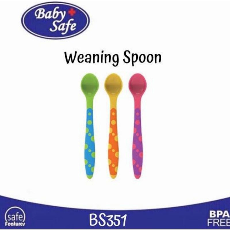 Baby Safe Weaning Spoon Isi 3 Pcs/Sendok Makan Bayi Anak Baby Safe