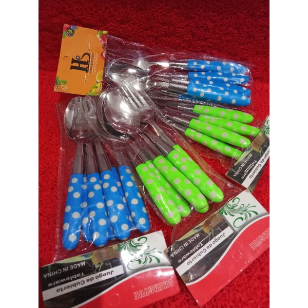 SET SENDOK GARPU POLKADOT ISI 6 PCS