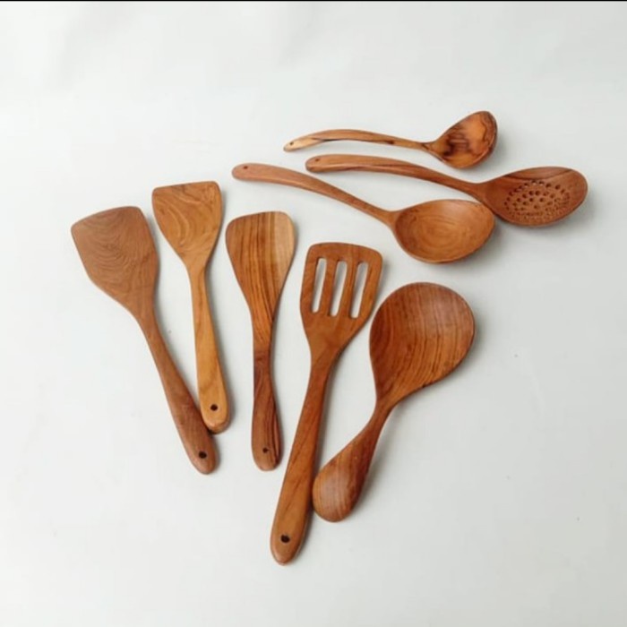 Spatula Wooden Cooking Spoon Spatula Sodet Sutil Kayu Set 9