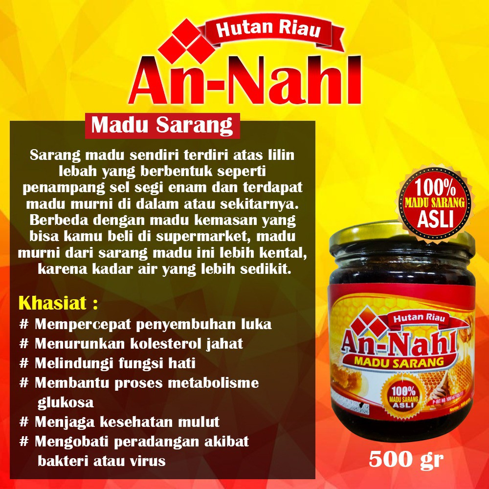 Madu Sarang Riau 500gr An Nahl Bukan Madu Sialang