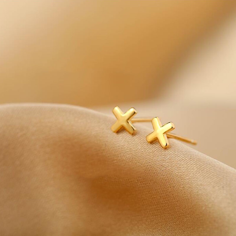 Roselife [1 Pair] S925 Silver Hypoallergenic ➕ Plus Cross Small Stud Earrings