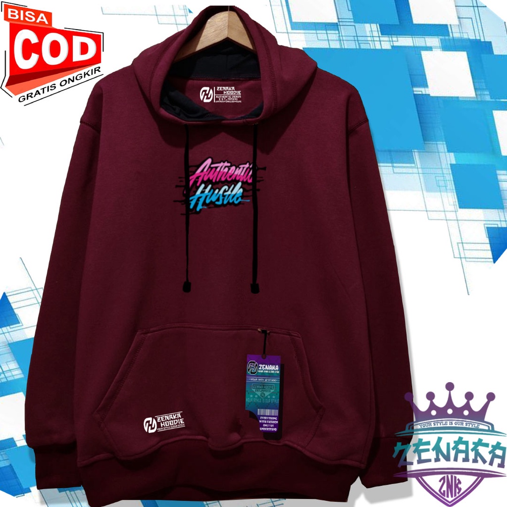 Sweater pria distro keren Zenaka Hoodie pria distro aesthetic graffity simple warna abu paralon Jaket pria terbaru 2022 keren Suiter cowok terbaru 2022 tebal Hodie pria hitam distro sablon authetntic hustle-MARUN