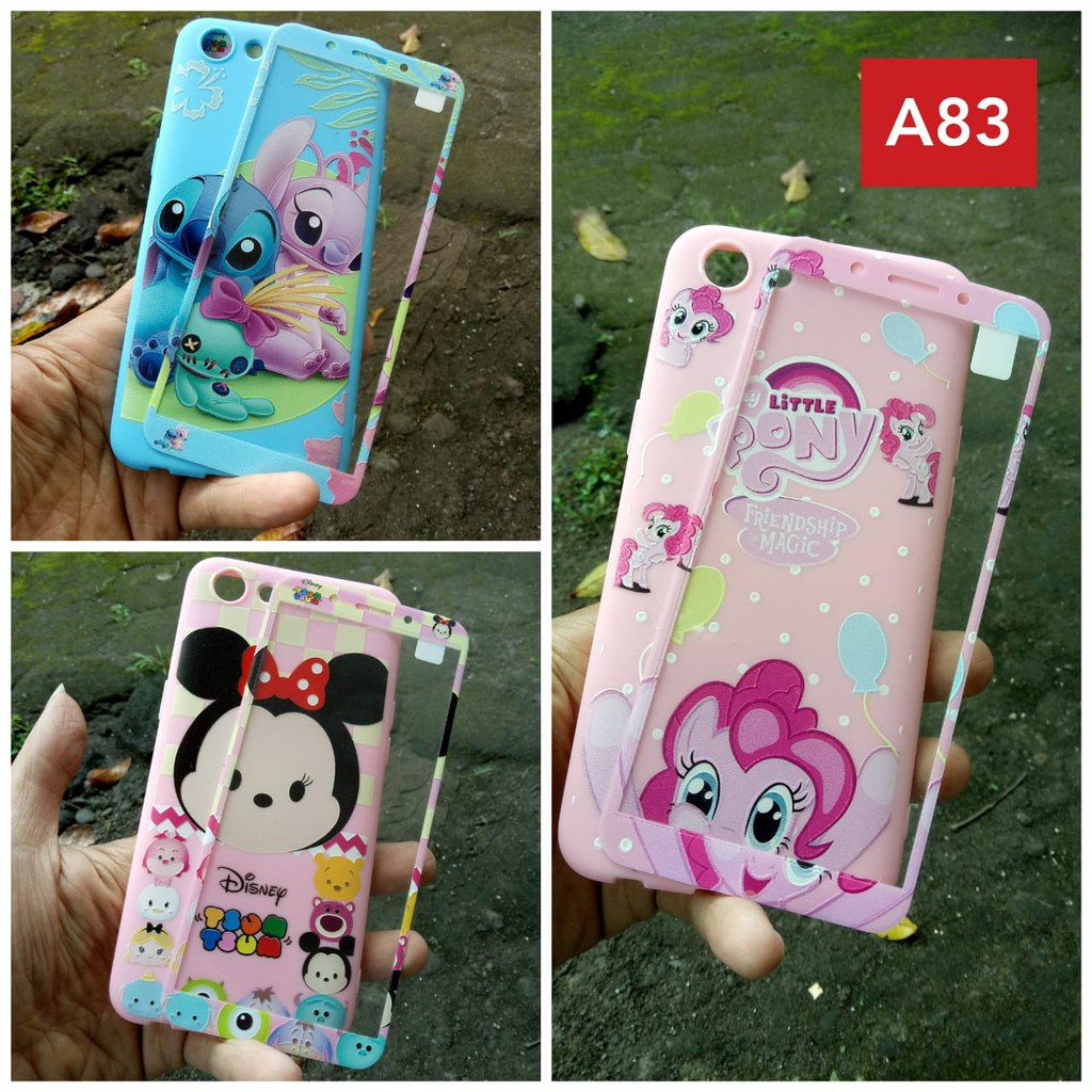 SALE Case 360 Jelly Oppo A83 + Tempered Glass Motif