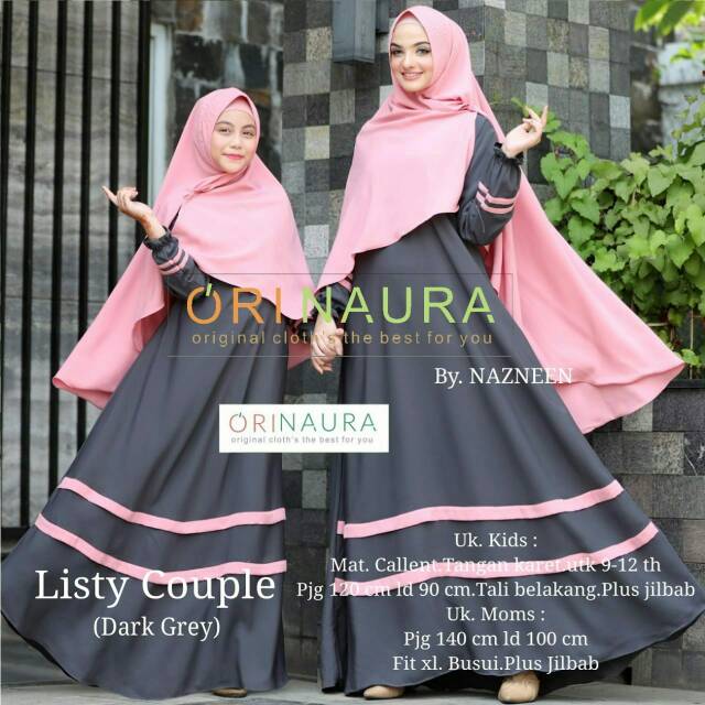 Gamis Jilbab Syar'i Couple Ibu dan Anak LISTY ORINAURA