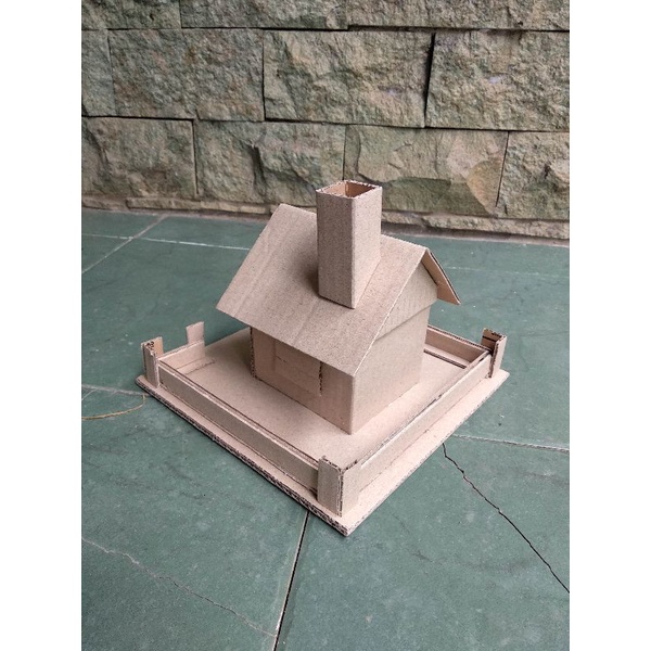 Prakarya Maket Miniatur Rumah Cerobong dari Kardus
