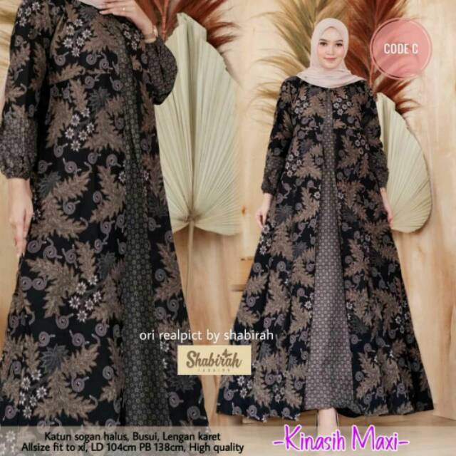 Gamis Batik Shabirah Model Cardigan Murah Nyaman Shopee Indonesia