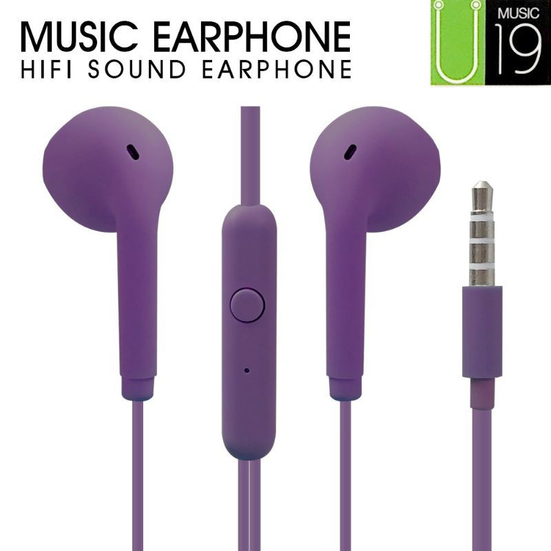 Earphone Headset Music Angel Macaron Mate Color Hifi Extra Bass / Handsfree U19