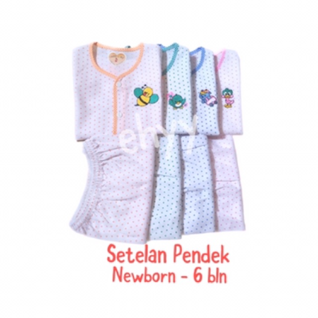 Setelan Baju Bayi PENDEK 0-6bln Cotton 100% Newborn