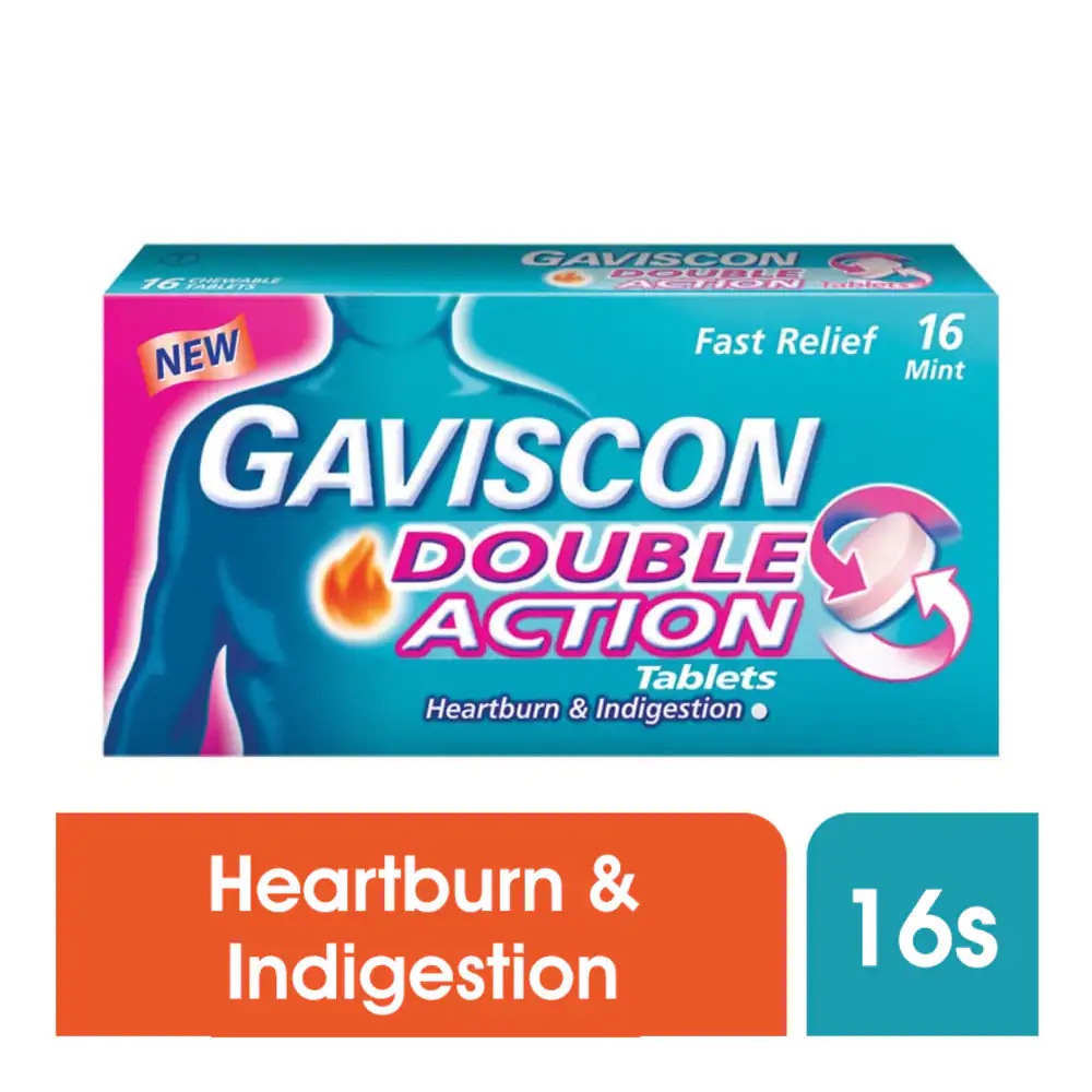 GAVISCON Double Action - Heartburn & Indigestion (16 Chewable Tablets)