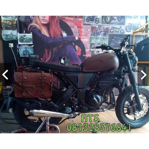AKSESORIS SIDEBAG MOTOR KULIT ASLI VINTAGE KLASIK