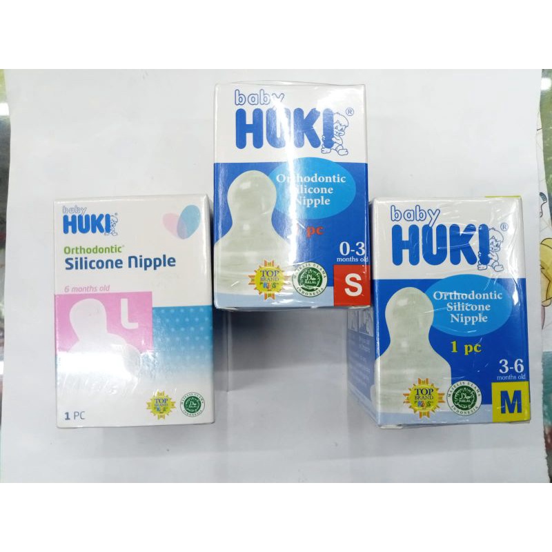 Baby Huki Orthodontic Silicone Nipple CI0151 Karet Dot Huki Gepeng Size S,M,L
