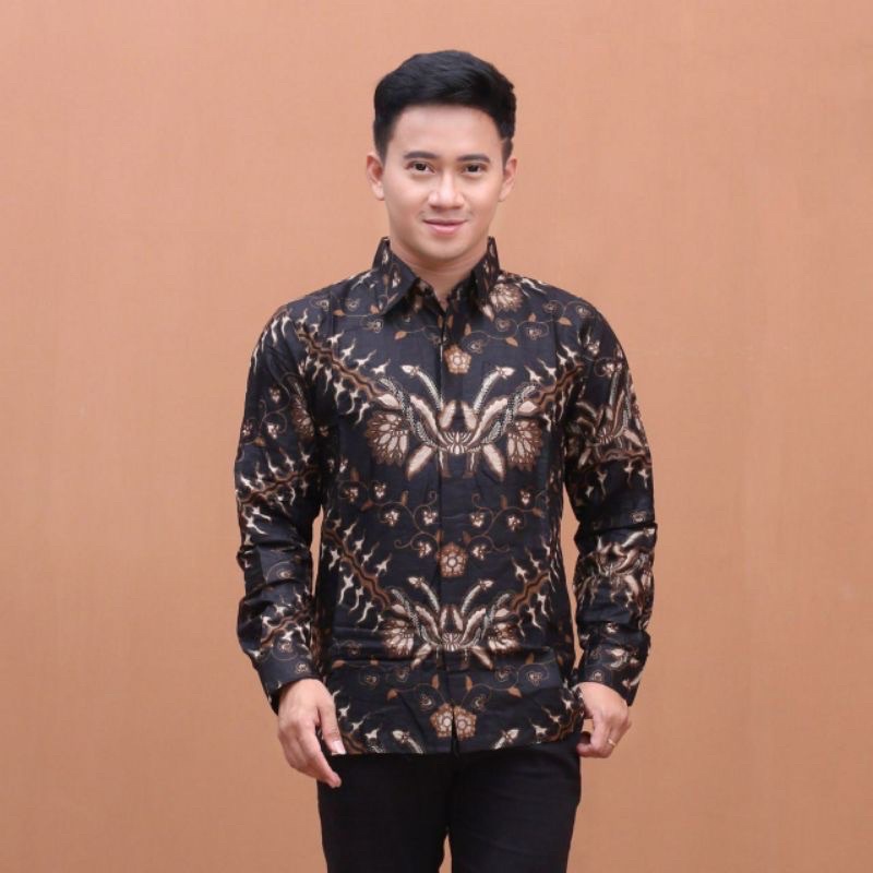 Baju Batik Pria Lengan Panjang Kemeja Pria Big Size M L XL XXL