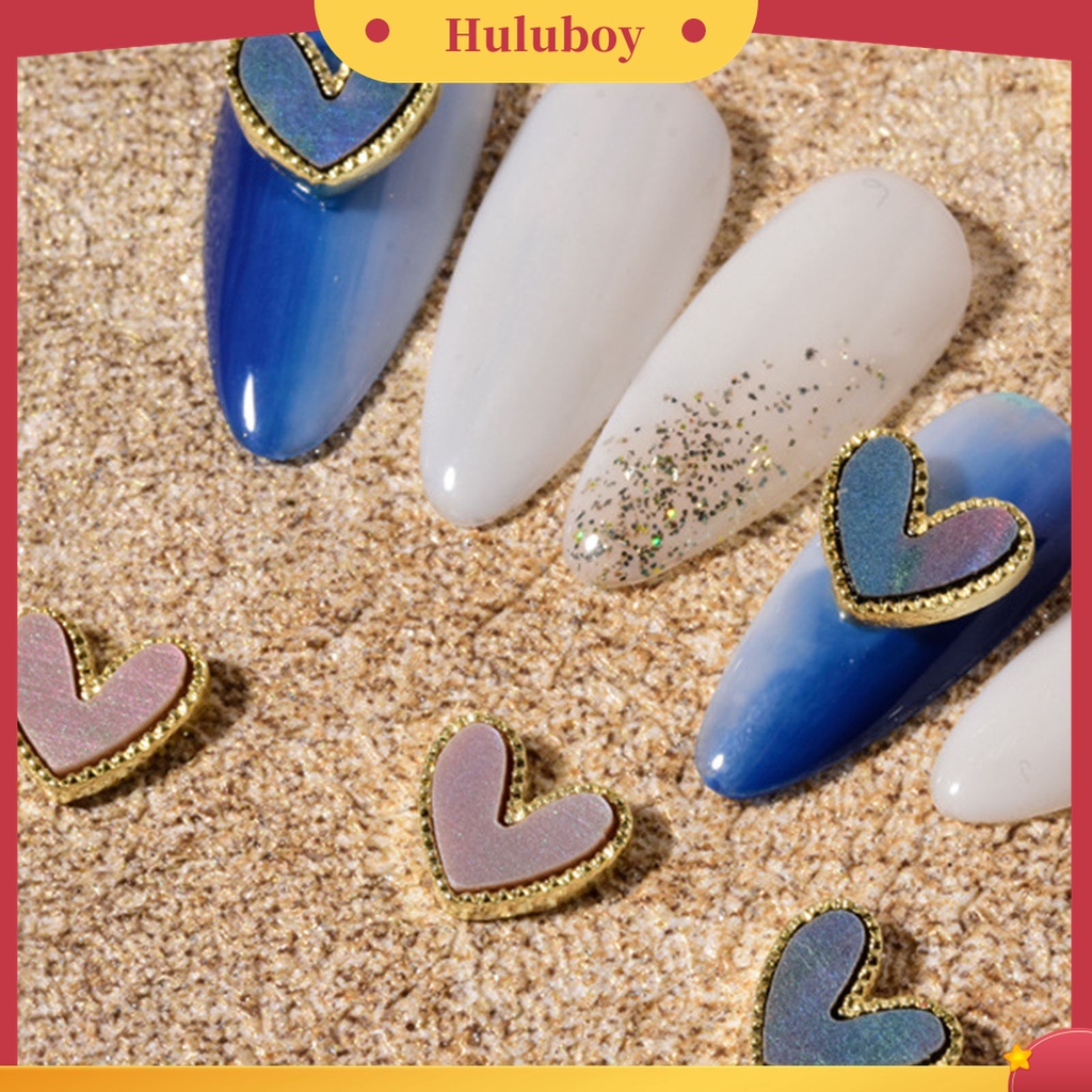 Huluboy Huluboy♡ 10pcs / Set Ornamen Bor Kuku 3D Bentuk Hati Peach Untuk Dekorasi Nail Art Salon