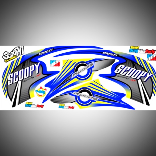 striping sticker honda scoopy biru kuning