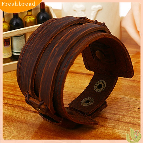 [TERLARIS]Men Women Punk Retro Wide Faux Leather Belt Bracelet Wristband Jewelry Gift