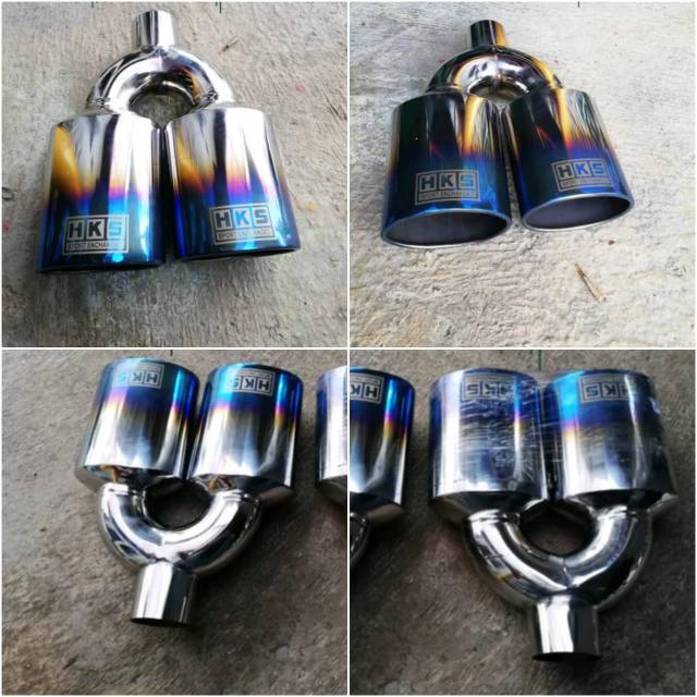 Knalpot tailpipe duo cabang hks jet bus suos blue