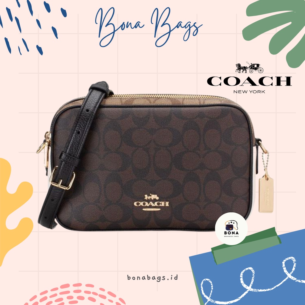 TAS COACH (Signature Blocked Jes Crossbody Khaki Brown)