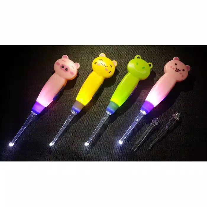 Earpick Cartoon Flash Light LED Cute Animal Korek Telinga Kuping Karakter Lampu LED