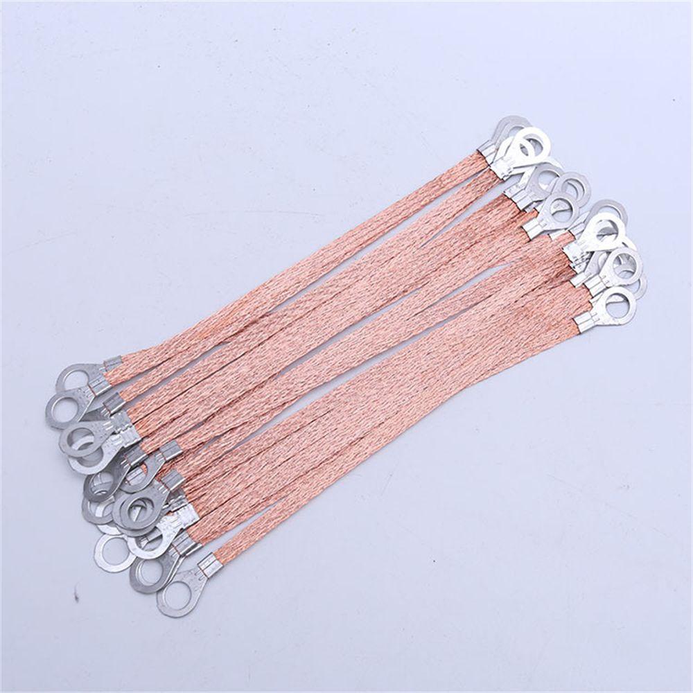 Populer 100Pcs Sambungan Jembatan Kawat Arde 100 Pcs Braided Grounding Cable Soft Sambungan Lubang Tembaga Clad Aluminium