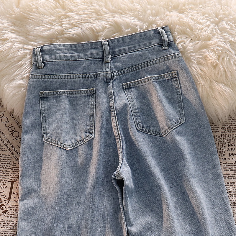 Denim Highwaist  Kulot Jens Wanita Loose/Celana Ripped Jeans Wanita Import