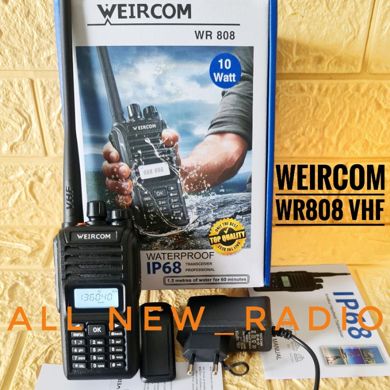 HT WEIRCOM WR808 VHF 136-174 MHZ 10 WATT WATERPROOF / HT ANTI AIR WEIRCOM WR 808 VHF POWER 10 WATT W