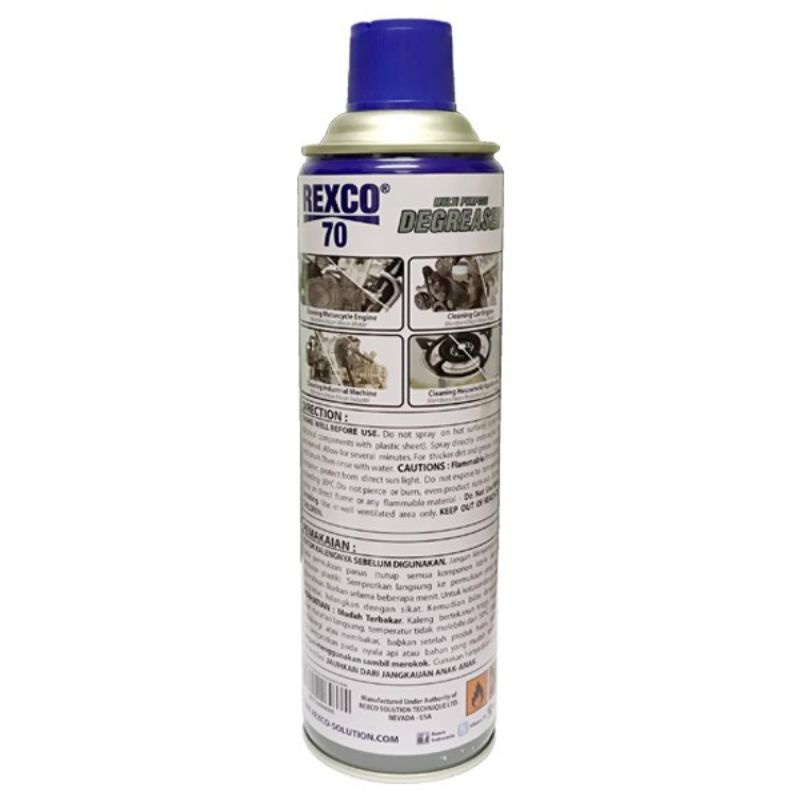 REXCO 70 MULTI PURPOSE DEGREASER pembersih kotoran pada blok mesin motor mobil dan mesin industri 500 ml anti karat