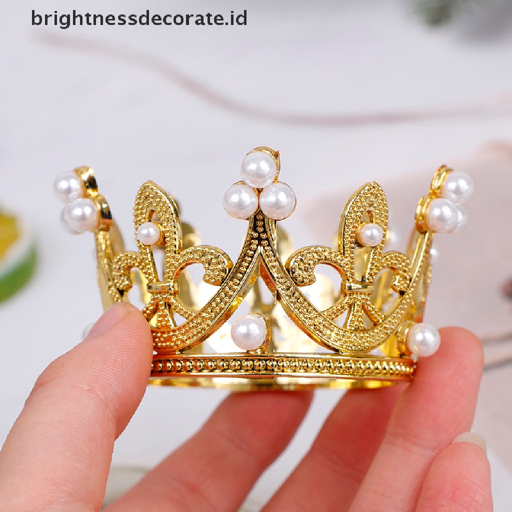 1pc Mahkota Tiara Mini Dengan Hiasan Kristal &amp; Mutiara