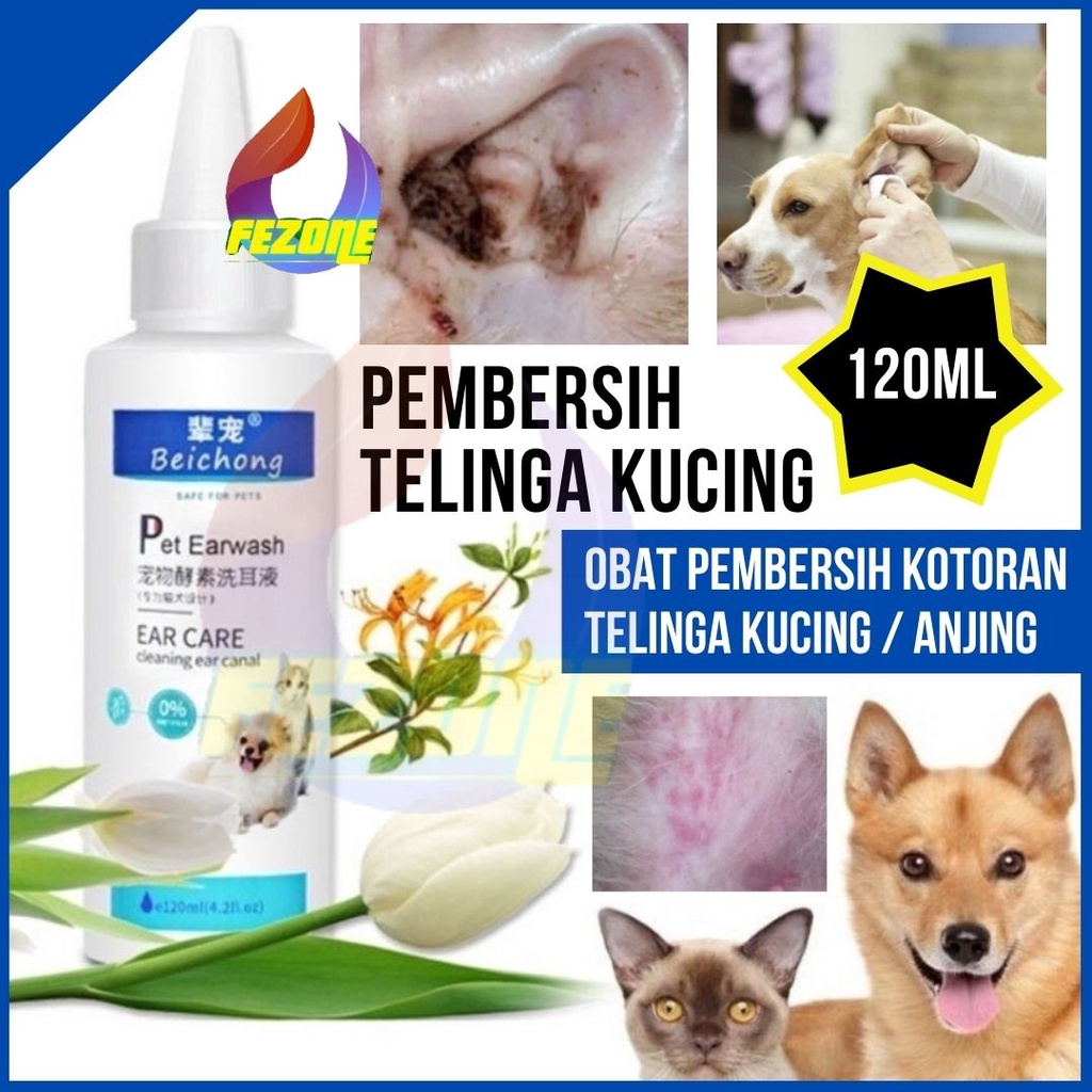 120ML Obat Pembersih Kotoran Telinga Kucing / Anjing Grooming Hewan Pet Ear Cleaner FEZONE