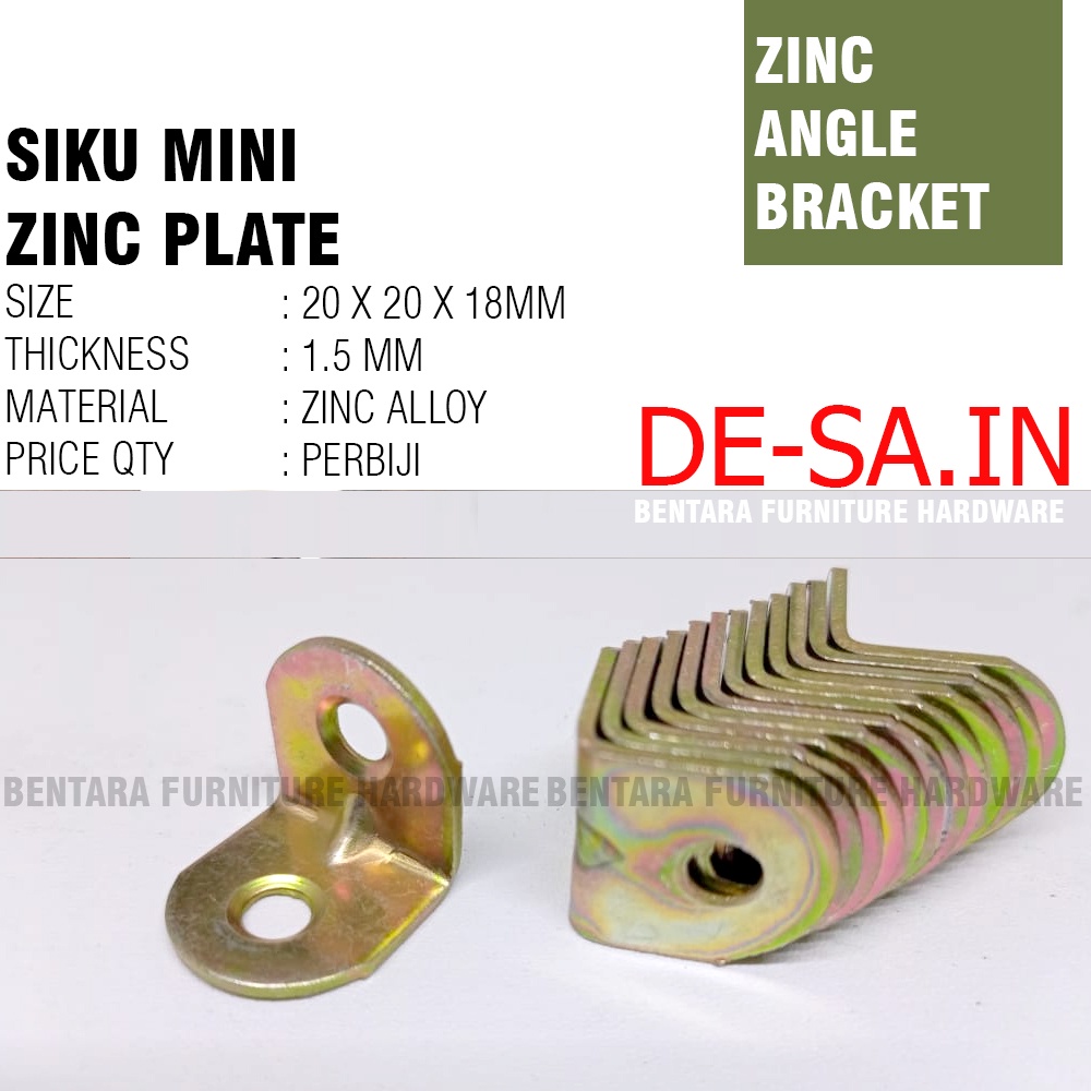 BRAKET SIKU MINI ZINC PLAT (20 / 30 / 40 MM ) (2 / 3 / 4 CM )   L-Shaped Angle Bracket Fastener Rak Ambalan