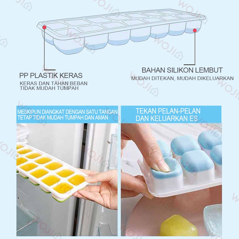 Cetakan Tempat Es Batu 14 Kotak Silikon Tutup Ice Cube Tray Silicone