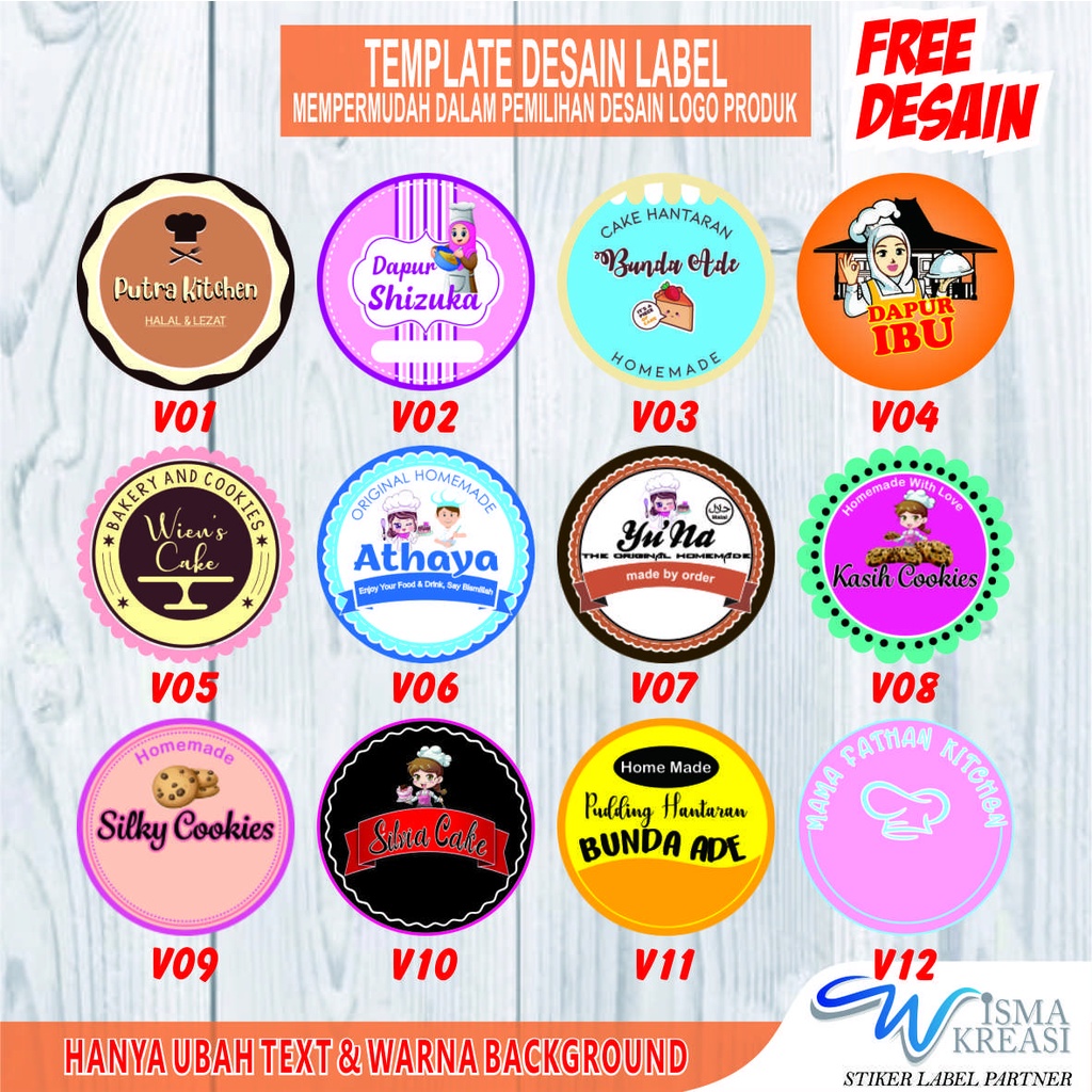 

Cetak Stiker Label A3 Vinyl + Half Cut Sesuai Design Pola sticker Label Makanan Sudah Termasuk Cutting