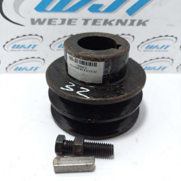Pulley Pully Polli 2 Jalur Belt Tipe B x Diameter 3,5 inchi x as 32mm